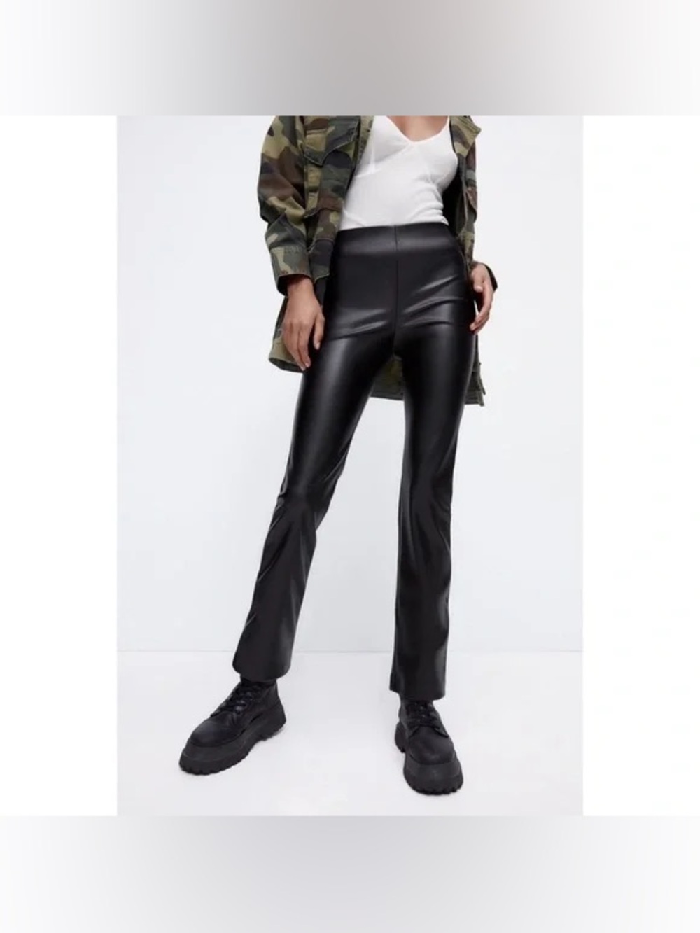 Zara High Rise Wide Leg Faux Leather Pants